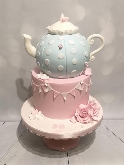Vintage teapot and bunting  - Cake by Aimee Gane-Pretty Scrumptious Cakes 