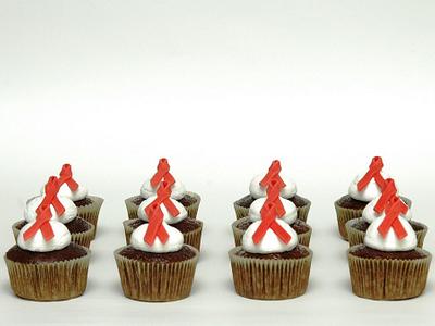 Aids Awareness Ribbon Cupcakes - Cake by Deema