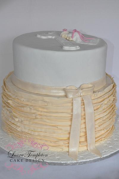 Cream & white Christening Cake - Cake by Laura Templeton