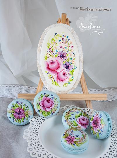 Handpainted Cookie & Macarons - Cake by Ludmilla Gruslak