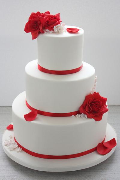 wedding cake red flowers - Cake by Anastasia Krylova
