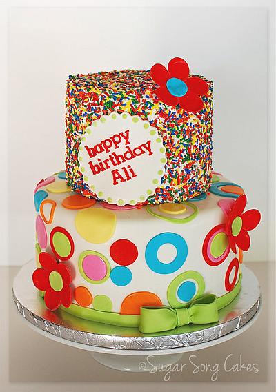 Sprinkles and Circles Birthday Cake - Cake by lorieleann