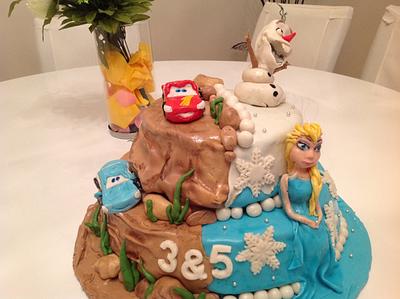 Frozen vs McQueen :) - Cake by Malika