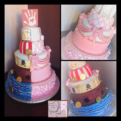 Half and Half Princess and Pirate 5 tier - Cake by Emmazing Bakes