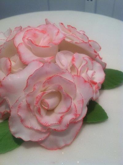 Pink tipped rose wedding cake - Cake by Karen Seeley