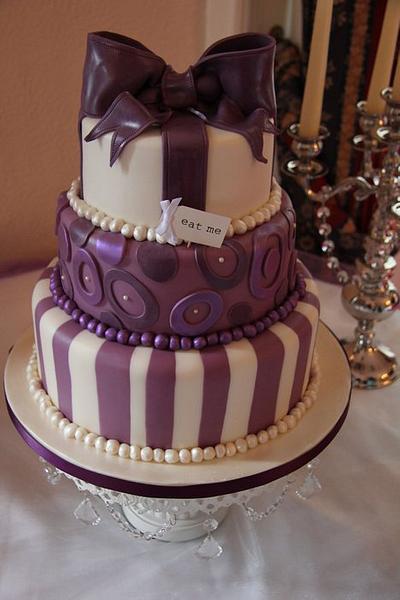 Purple & Cream Whimsical Wedding Cake - Cake by V.S Cakes