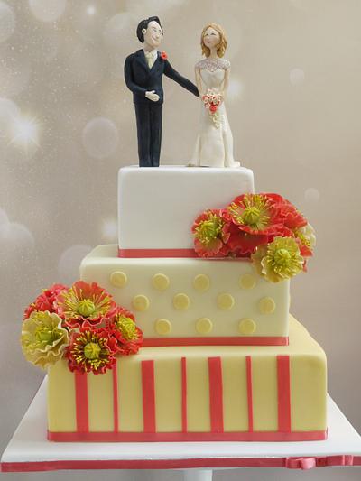 Jennifer Coral Poppy Wedding Cake - Cake by Scrummy Mummy's Cakes