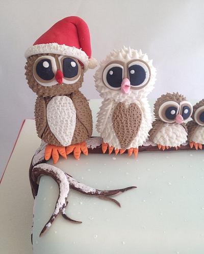 Owl family Christmas cake ( no. 2) - Cake by Melanie Jane Wright