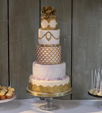 Purple and Gold wedding - Cake by Suzanne Moloney