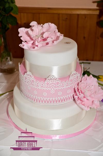 Wedding cake pink and white - Cake by Lenka Budinova - Dorty Karez