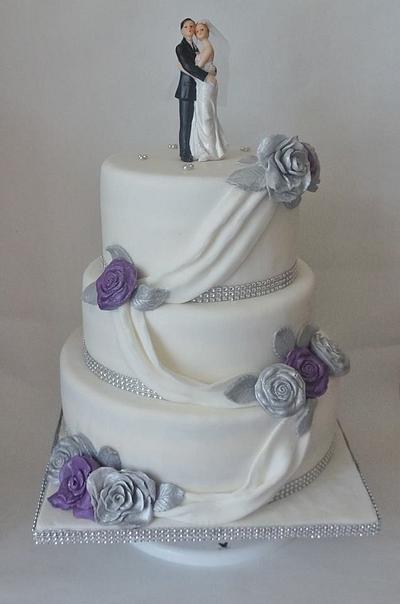 Purple and silver wedding cake - Cake by Cake Wonderland