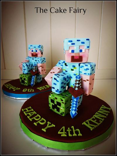 Minecraft Steve in Diamond Armour cake toppers - Cake by Renee Daly