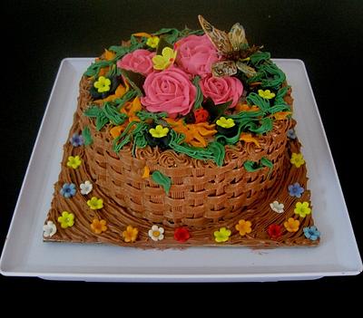 Flower Basket  - Cake by Seema Tyagi