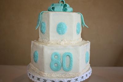 80th Birthday Victorian Lace Cake - Cake by Pam and Nina's Crafty Cakes