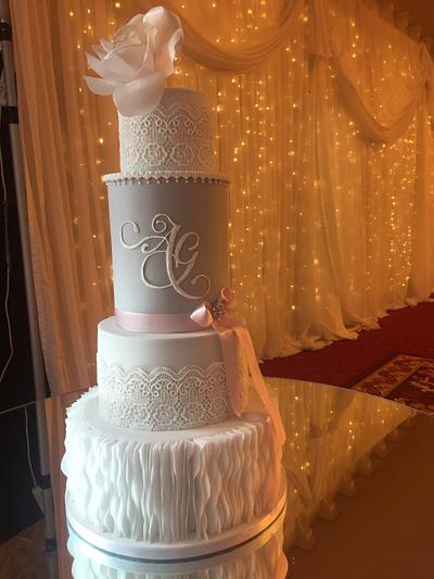 Modern vintage wedding cake  - Cake by Claire Lynch - Quirky Cake Designs