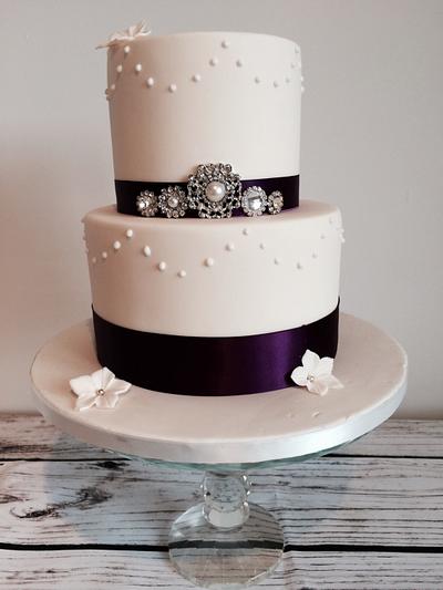 Simple Brooch Wedding Cake - Cake by Lindsay Marie Cake Designs