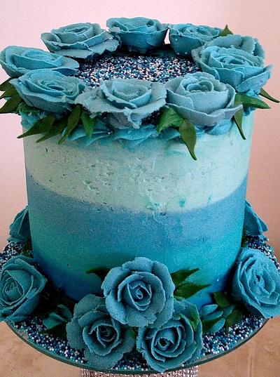 Ombre piped buttercream rose cake - Cake by Icing to Slicing