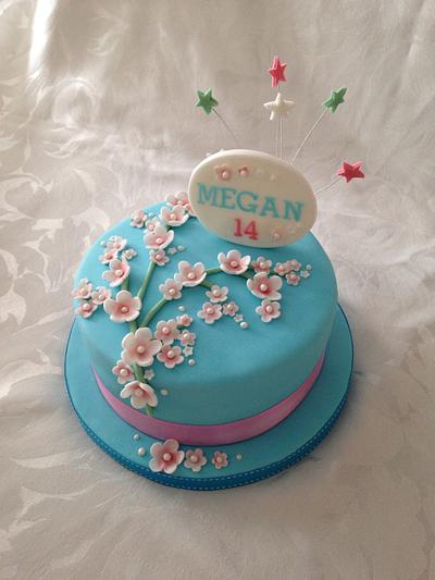 Blue Blossom Cake - Cake by Caron Eveleigh