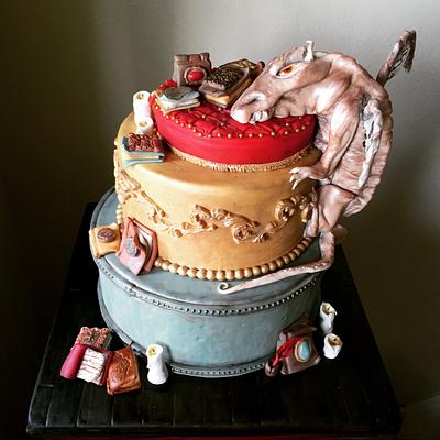 Book Loving Dragon - Cake by Ambrosia Cakes