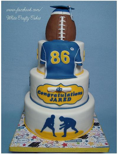 Graduation Cake for Football Player & Wrestler - Cake by Toni (White Crafty Cakes)