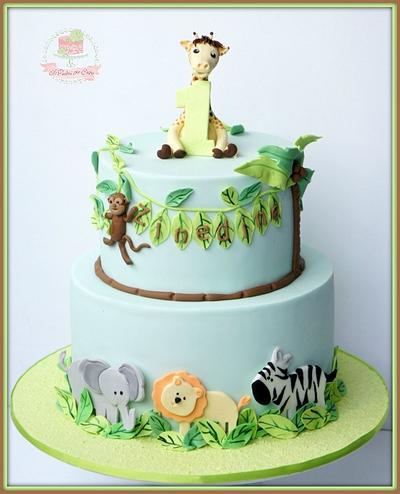 Jungle animal 1st birthday - Cake by Jo Finlayson (Jo Takes the Cake)