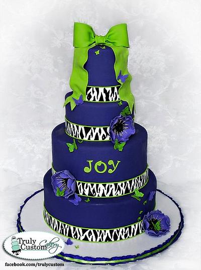 Purple Zebra Mitzvah Cake - Cake by TrulyCustom