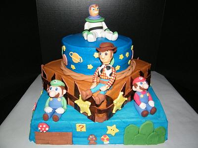 Toy Story/Super Mario Cake - Cake by Judy Remaly