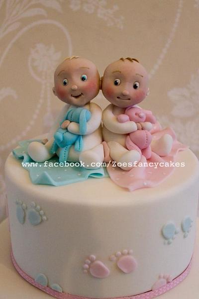 Baby twin cake - Cake by Zoe's Fancy Cakes
