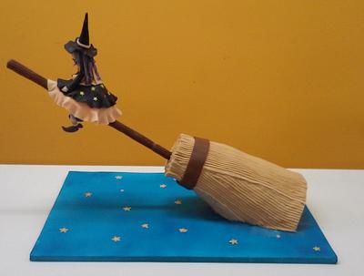 Little witch on a broom - Cake by AFRODITI giannakaki