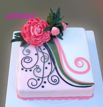 Peony and ornament - Cake by Alena