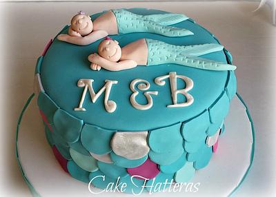 Twin Mermaids - Cake by Donna Tokazowski- Cake Hatteras, Martinsburg WV