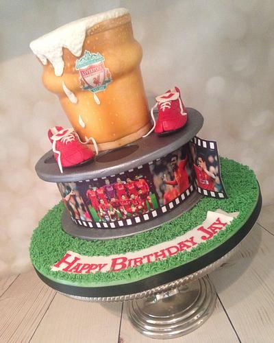 Liverpool FC film reel and beer !  - Cake by Melanie Jane Wright