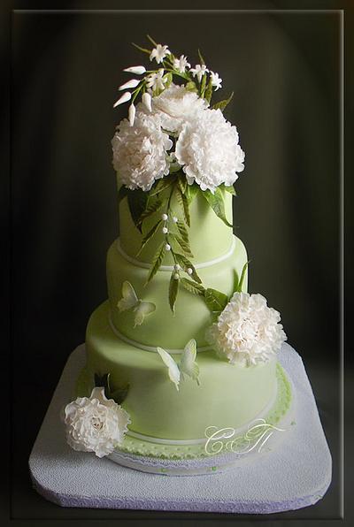 wedding cake with peonies - Cake by Svetlana
