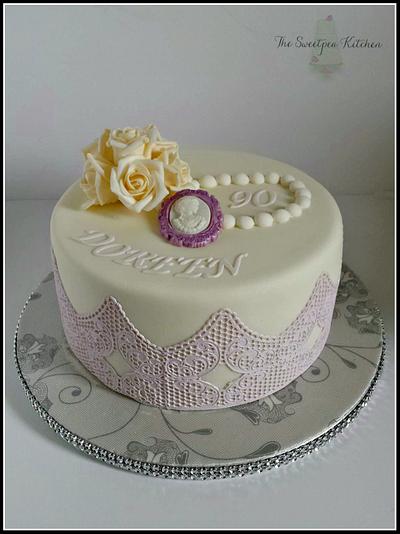 Vintage lace and roses  - Cake by The Sweetpea Kitchen 