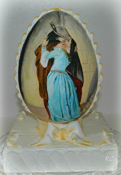 "Il Bacio" by F.Hayez style painted egg - Cake by rosa castiello