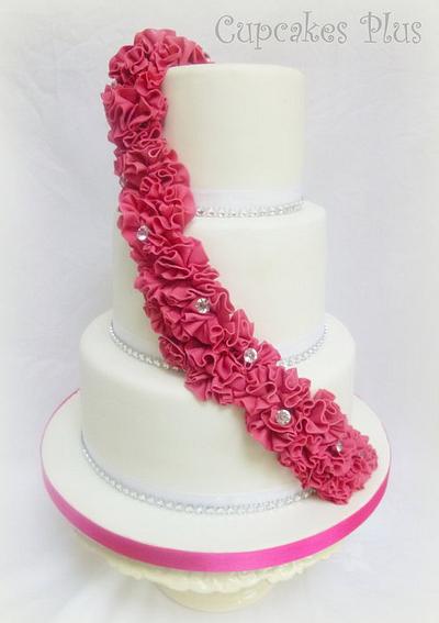 Pink Ruffle Wedding cake - Cake by Janice Baybutt