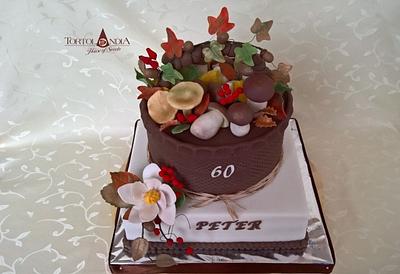Basket of mushrooms on 60thy birthday - Cake by Tortolandia