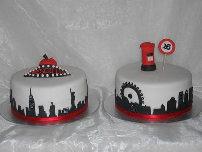 London and New York skylines - Cake by Mandy