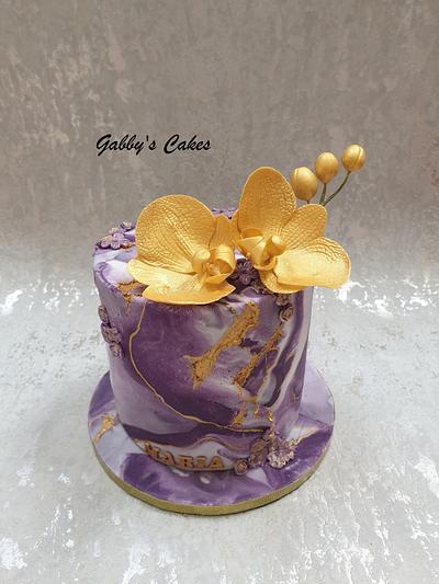 Purple Beauty with gold orchids - Cake by Gabby's cakes