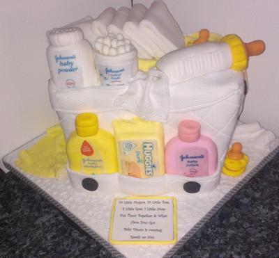 Baby Shower Changing Bag Cake - Wipes, dummies, Nappies, talc etc - Cake by Krazy Kupcakes 