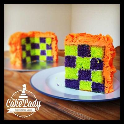 Bright checkerboard cake (with easy peasy tutorial!) - Cake by The Cake Lady