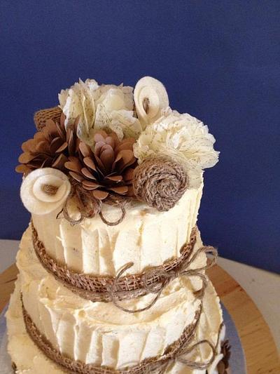 Rustic buttercream cake with paper flowers - Cake by Kathy Cope