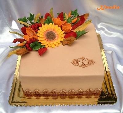 birthday cake with autumn flowers - Cake by CakesByKlaudia