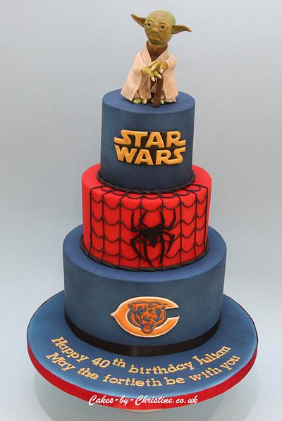 Star Wars meets Spiderman meets Chicago Bears - Cake by Cakes by Christine