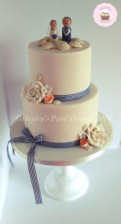 Vintage beach theme wedding cake - Cake by Pipeddreams
