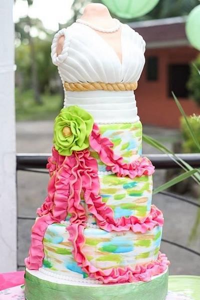 dress form  cake and cookies - Cake by cakesbytats