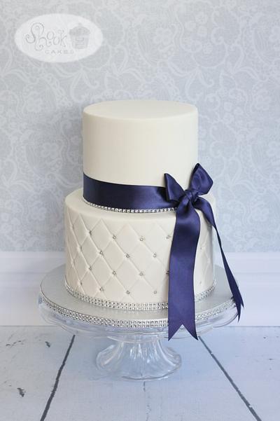 White & Navy Blue Wedding Cake! - Cake by Leila Shook - Shook Up Cakes