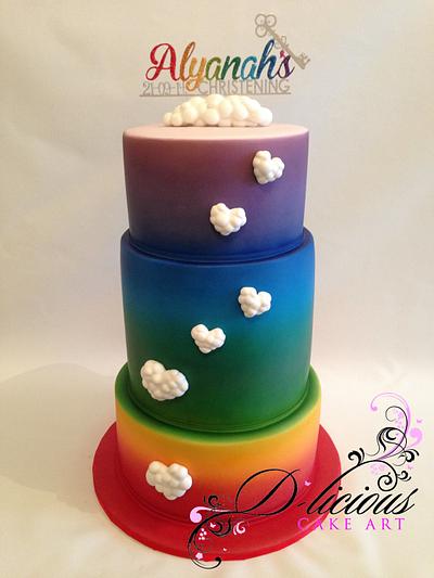Rainbow Christening Cake - Cake by D-licious Cake Art