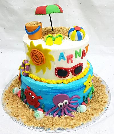 Beach theme cake - Cake by KAkesbykomal