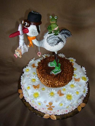 Christening stork cake - Cake by Bożena